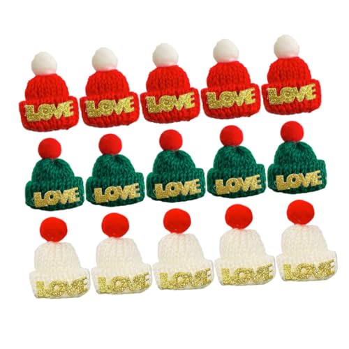 CLISPEED 15 Stück Teiliges Mini Weihnachtsmützen aus Strickstoff Kleine Fingerhüte in Rot Grün und Weiß Wiederverwendbare Dekoration für Flaschen Geschenke und Festliche DIY Bastelprojekte von CLISPEED