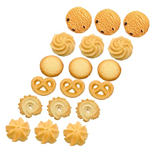 CLISPEED 18 Stück Cookie -Modellspielzeug Kekse Bäckerei gefälschtes Keksmodell Mädchen realistische Backwaren Miniaturfutter Requisiten für Lebensmittelpräsentationen Cookies-Modell PVC von CLISPEED