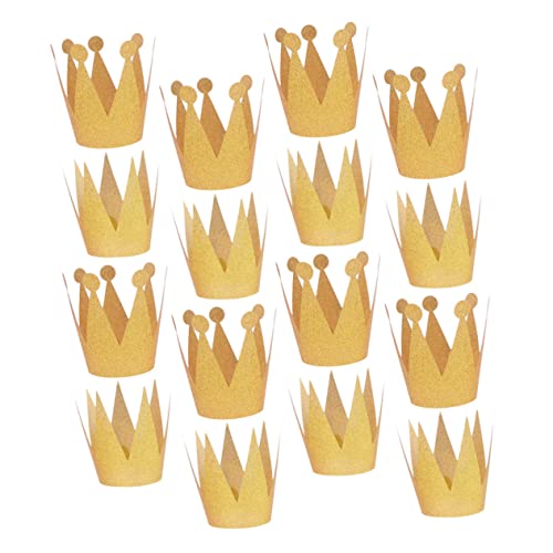 CLISPEED 18 Stück Teiliges Kindergeburtstagskronen PVC mit Goldglitzer Prinzessin und Prinz Design Festliche Partyhüte für Mädchen und Jungen Geburtstagsdeko und Haaraccessoires von CLISPEED
