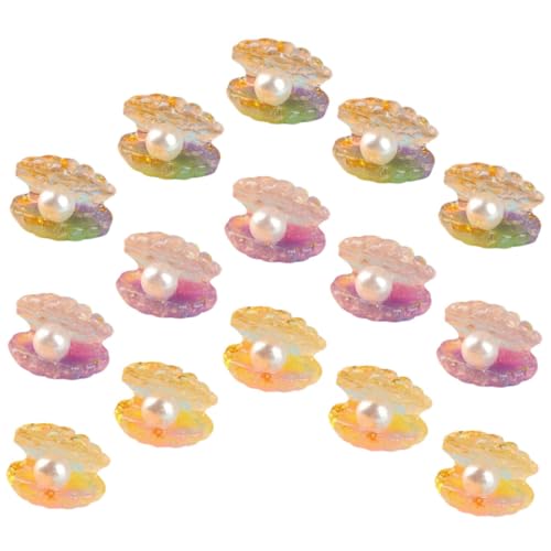 CLISPEED 18 Stück Teiliges Leuchtendes Muschelperlen Bunte Schimmernde Harz Dekorationen für DIY Basteln Aquarium Garten und Puppenhaus Vielseitige Miniatur Schmuckstücke von CLISPEED