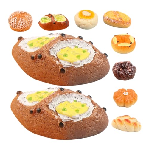 CLISPEED 18 Stück Teiliges Resin Simulation Brot Modell Realistische Miniatur Brotsortiment Detailreiche Puppenhaus Deko Vielseitig Einsetzbar für Bäckerei Schaufenster und Fotografie von CLISPEED