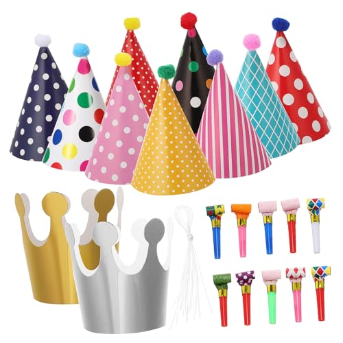 CLISPEED 1Satz Kegelhüte und Partykronen für Geburtstagsparty Farbige Partyhüte Papierkronen und Sichere und Lebendige Partydekorationen für Altersgruppen CLISPEED 1Satz Kegelhüte und Partykronen für Geburtstagsparty Farbige Partyhüte Papierkronen und Sichere und Lebendige Partydekorationen für Altersgruppen von CLISPEED