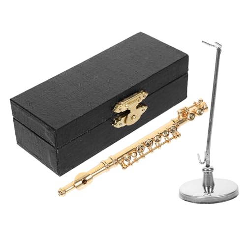 CLISPEED 1Satz Miniatur Flöte aus Metall Realistisches Modell mit Schwarzem Etui und Ständer Dekorationsinstrument für Zuhause und Büro Perfektes Sammlerstück CLISPEED 1Satz Miniatur Flöte aus Metall Realistisches Modell mit Schwarzem Etui und Ständer Dekorationsinstrument für Zuhause und Büro Perfektes Sammlerstück von CLISPEED