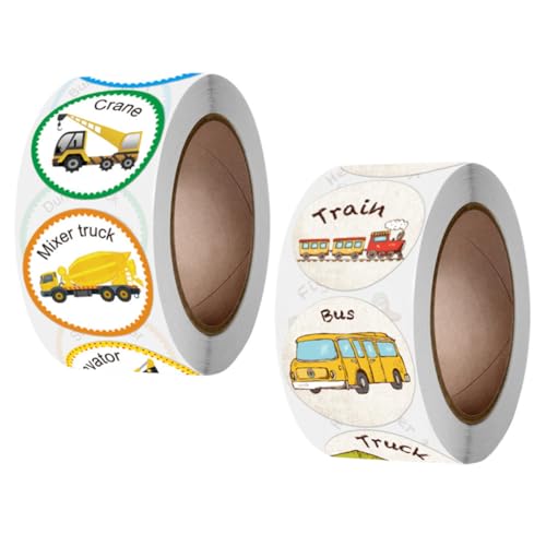 CLISPEED 2 Rollen Belohnungssticker mit Fahrzeugmotiven Selbstklebende Incentive Aufkleber für Schule Büro Basteln Sicher und Farbenfroh Geschenk für Erwachsene von CLISPEED