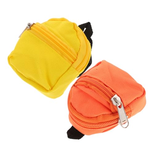 CLISPEED 2 STÜCK Miniatur Puppenrucksack Detailreicher Mini Rucksack in Orange und Gelb Multifunktional als Puppenzubehör und Fördert Kreativität und Fantasievolles im Puppenhaus von CLISPEED