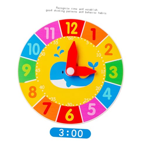 CLISPEED 2 STÜCK Teiliges Holz lernspielzeug Uhr für Bunte Cartoon Uhren in Wal Blumen Design Pädagogisches Kognitives Hand Augen koordination und Frühem Lernen für Jungen und Mädchen von CLISPEED