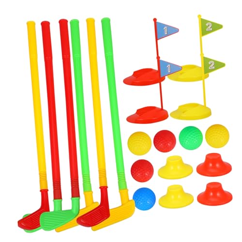 CLISPEED 2 Sätze Golfspielzeug Set aus Sicherem Kunststoff Leicht und Tragbar Geeignet für Drinnen und Draußen Fördert Koordination und Bewegung bei Mädchen und Jungen Ab Zufällige Farbe von CLISPEED