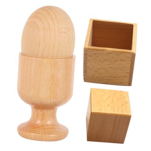 CLISPEED 2 Sätze Hand Auge Koordination Holzspielzeug mit Ei und Eierbecher Sowie Holzbox und Würfel Sensorisches Montessori Lernspielzeug zur Feinmotorikförderung für Kleinkinder von CLISPEED