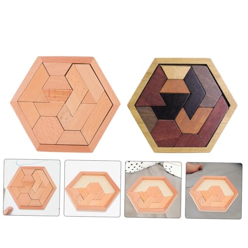 CLISPEED 2 Sätze Hexagon Holzpuzzle Pädagogisches Holzspielzeug für Fördert Räumliche Vorstellungskraft Hand Auge koordination Sicher Poliert Geeignet für Vorschulkinder von CLISPEED