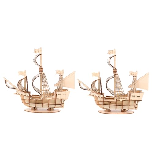 CLISPEED 2 Sätze Holzpuzzle Segelboot Modellbausatz Natürliches Holz Edukatives Bastelset für Erwachsene und DIY Puzzle Dekoratives Segelschiff für Zuhause und Büro von CLISPEED