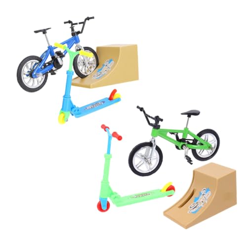 CLISPEED 2 Sätze Mini Finger Bike und Scooter Ramp Kit Realistisches Farbenfrohes Fingersport Fein Detailliert für Sammler für Tischspiele und Freizeitspaß von CLISPEED