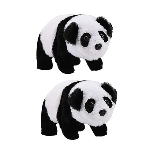 CLISPEED 2 Stück Elektrisches Plüschtier Panda Musikspielzeug für Krabbelndes und Laufendes Kuscheltier Interaktives Tier für Spiel und Spaß von CLISPEED