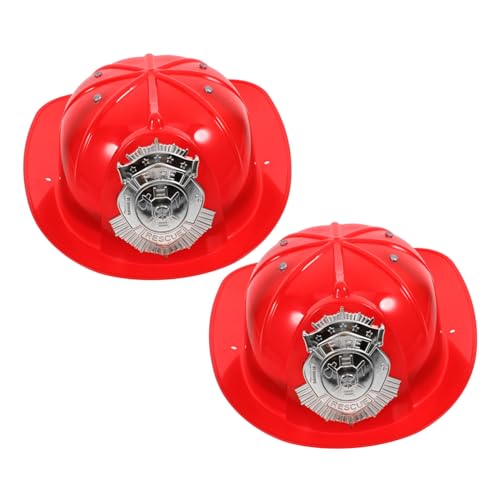 CLISPEED 2 Stück Feuerwehrhelm aus Robustem Kunststoff Sicher und Komfortabel für Feuerwehr Kostüm Rollenspiele und Partys Leuchtend Roter Feuerwehrmann Hut für Jungen und Mädchen von CLISPEED