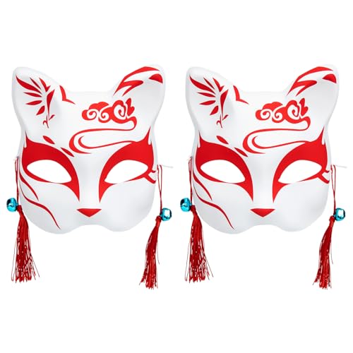 CLISPEED Partyzubehör 2 Stück Fuchsmaske Japanische Kimono-Masken Dekorative Partymaske Gruselige Gesichtsmaske Dekorative Halbmaske Exquisite Tiermaske Füchse-Maske Tragbare Masken von CLISPEED