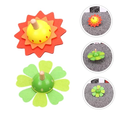 CLISPEED 2 Stück Holz Bunte Mini drehspielzeuge für Stressabbauendes Farbenfrohe Rotierende Tops als Geburtstagsgeschenk und Partyaktivitätsspielzeug von CLISPEED