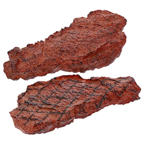 CLISPEED 2 Stück Künstliche Steak Dekoration Realistische Simulation von Rindfleisch und Schweinefleisch für Restaurant Küche und Fotografie Requisiten von CLISPEED