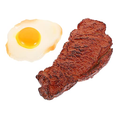 CLISPEED 2 Stück Künstliches Steak Poached Egg Modell Realistische Simulation für Fotografie Dekoration Lebensmitteldarstellung für Supermärkte Kochshows von CLISPEED