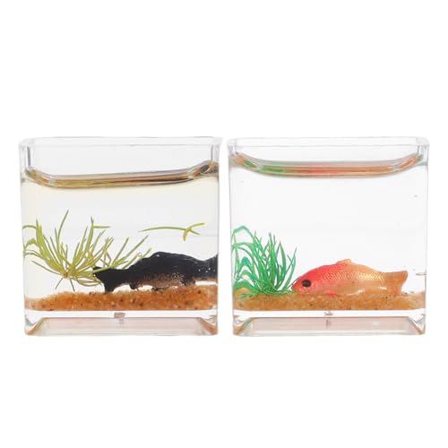 CLISPEED 2 Stück Maßstab Realistische Glasfischbox Miniatur-Aquarium Dekoration für Puppenhaus Schreibtisch Kleine Goldfisch-Figuren Wohnaccessoire von CLISPEED