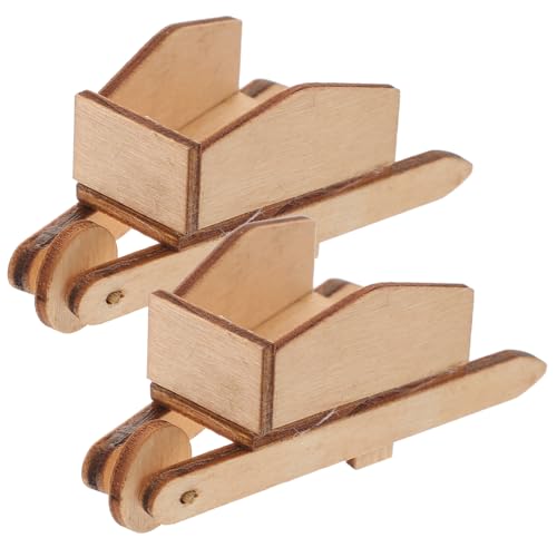 CLISPEED 2 Stück Mini Holzschubkarre Realistische Miniatur Gartendekoration und Puppenhaus Zubehör Glatte Oberfläche Vielseitig als Fotorequisite und Landschaftsmodell Geeignet von CLISPEED
