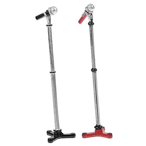 CLISPEED 2 Stück Mini Mikrofon Modell Puppenhaus Zubehör aus Metall Realistische Mikrofone Rot und Schwarz Dekorative Tiny House Accessoires für Spiel und Basteln von CLISPEED