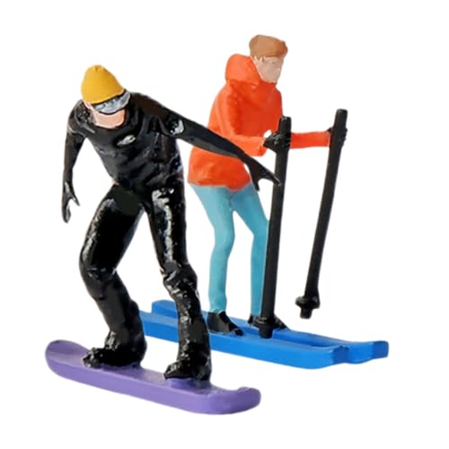 CLISPEED 2 Stück Mini Skifahrer Figuren Handbemalt Detailgetreue Miniatur Skisport Modelle für Diorama Realistische Proportionen Resin Figuren Zubehör für Miniatur Skiszenerien von CLISPEED