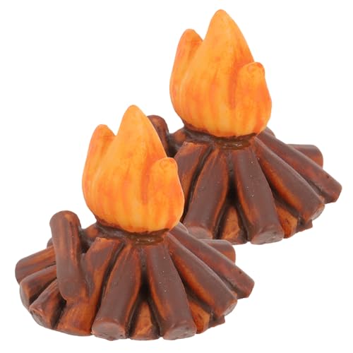 CLISPEED 2 Stück Miniatur Feuer Modell aus Resin Detailreiche Miniatur Feuerstelle für Puppenhaus und Camping deko Robustes Realistisch Gestaltetes Fake Fire Toy für Szenen Partydekoration von CLISPEED