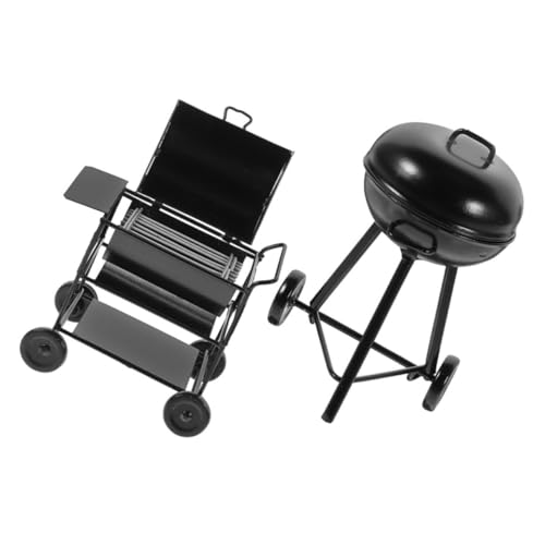 CLISPEED 2 Stück Miniatur Grillset Teilig Mini Puppenhaus BBQ Grill Modelle Kompakt und Tragbar für Kreative Spielszenen Küchen Dekoration und Pädagogisches Lernen von CLISPEED