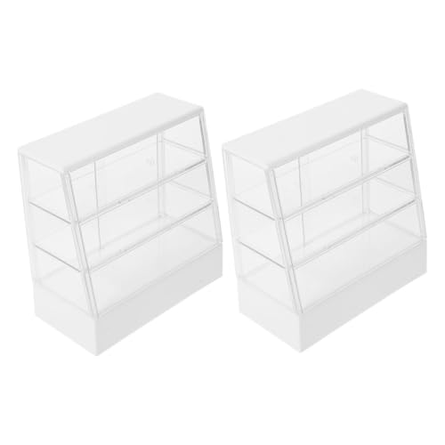 CLISPEED 2 Stück Miniatur Puppenhaus Möbel Bäckerei Vitrine Weiß Kunststoff Deko Zubehör für DIY Puppenhaus Platzsparend Leicht Elegante Universelle Gestaltung für Moderne und von CLISPEED