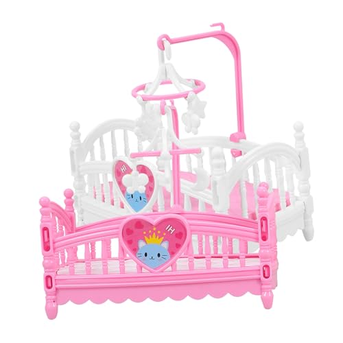 CLISPEED 2 Stück Miniatur Puppenhaus Möbel Teiliges Realistische Miniatur Kinderbett Puppenhaus Schlafzimmer Dekoration Praktische Puppenmöbel für Dollhouse Zubehör Rosa Zufällige Farbe von CLISPEED