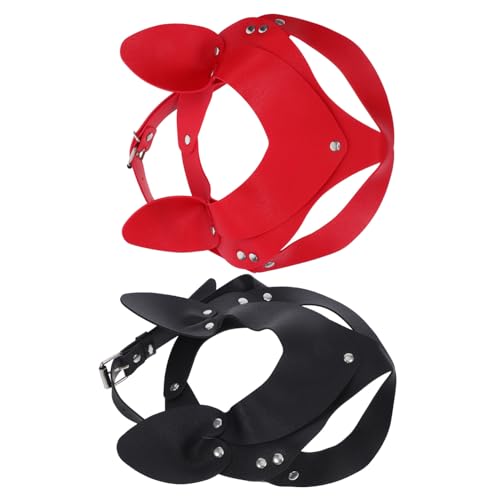 CLISPEED 2 Stück Punk Pu- Katzenohren Maske Damen Halbgesichtsmaske Cosplay Halloween Party Maske in Schwarz und Rot Leicht Langlebig Komfortabel für Erwachsene CLISPEED 2 Stück Punk Pu- Katzenohren Maske Damen Halbgesichtsmaske Cosplay Halloween Party Maske in Schwarz und Rot Leicht Langlebig Komfortabel für Erwachsene von CLISPEED