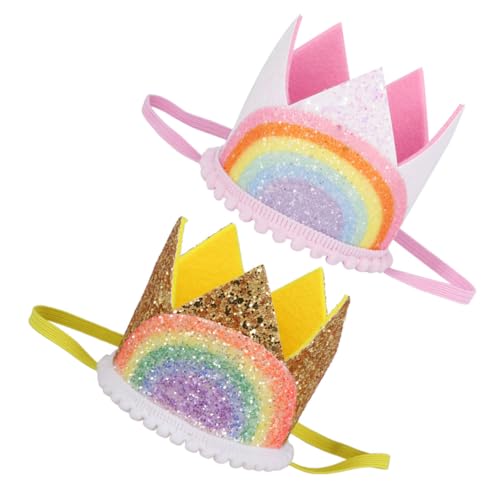CLISPEED 2 Stück Regenbogen Krone Haarreif Komfortables Leichtes Geburtstag Kopfschmuck für Realistische Krone Design für Mädchen und Jungen Partydekoration von CLISPEED