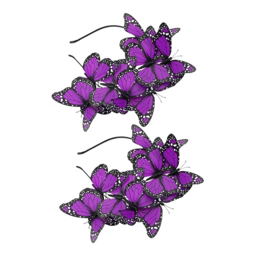 CLISPEED 2 Stück Schöner Schmetterling Stirnband Damen Kopfschmuck aus Kunststoff Weicher Stabiler Haarreif für Karneval Party Alltag Geeignet für Haartypen Komfortabel und Langlebig von CLISPEED