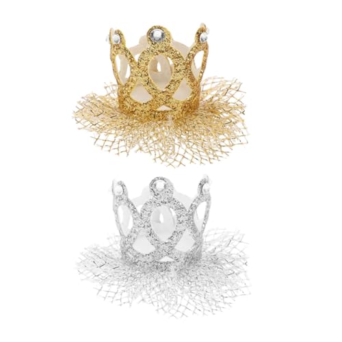 CLISPEED 2 Stück Teiliges Haarschmuck Spitzen Kronen Haarklammern für Mädchen Leichte Dekorative Haarspangen für Geburtstag Taufe Party und Fotoshooting Silberne und Goldene Farben von CLISPEED