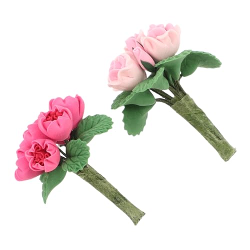 CLISPEED 2 Stück Teiliges Miniatur Puppenhaus Blumenbouquet Realistisch Künstliche Blumendekoration Kleine Deko für Puppenmöbel Detailreiche Mini Blüten für Miniatur-szenen von CLISPEED