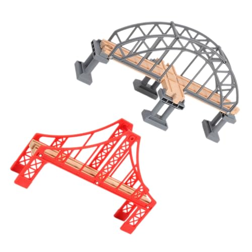 CLISPEED 2 Stück Teiliges Modell Eisenbahnbrücken Leichtes Strapazierfähiges DIY Zubehör für Holzeisenbahn Kompatibel mit Gängigen Spielzeugeisenbahnen für Kreative Szenengestaltung und von CLISPEED