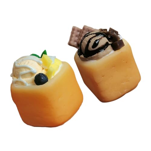 CLISPEED 2 Stücke Miniatur Dessert Realistische Mini Eiscreme Toast für Puppenhaus Küche DIY Mikro Landschaft Leichtes Tragbares Zubehör für Kreatives von CLISPEED