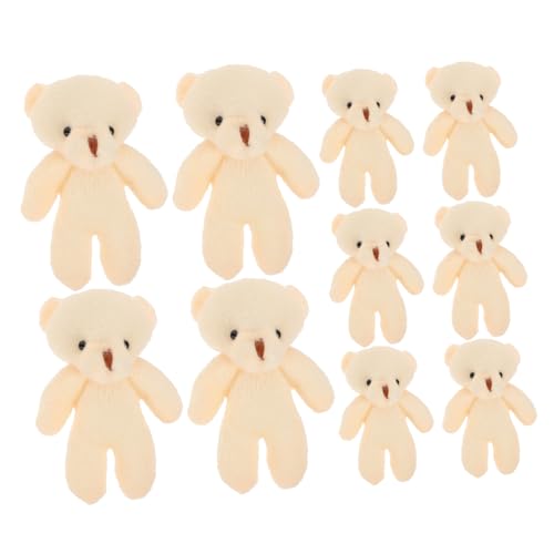 CLISPEED 20 Stück Cartoon-Bär Little Bear klein Mini-Stoffbären weiche Plüschbären ausgestopfte Tiere Schlüsselanhänger Bärenanhänger entzückender Bärenanhänger PP Baumwolle Beige von CLISPEED