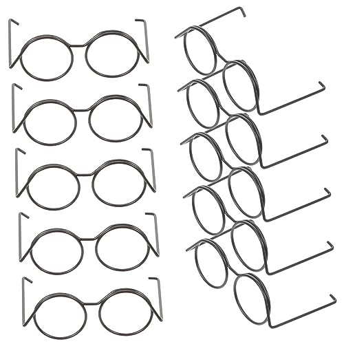 CLISPEED 20 Stück Mini-Brille Zubehör Minibrille für Puppen Miniatur Gläser Puppenbrillen Irische Festivalbrille Weihnachtsfoto -Requisiten Neuartige Sonnenbrille Metall Schwarz von CLISPEED