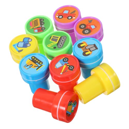 CLISPEED 20 Stück Technische Autosiegelspielzeug Kinderspielzeug Basteln Für Fahrzeug Kleinkinder Stempel LKW Konstruktion Briefmarken Plastik von CLISPEED