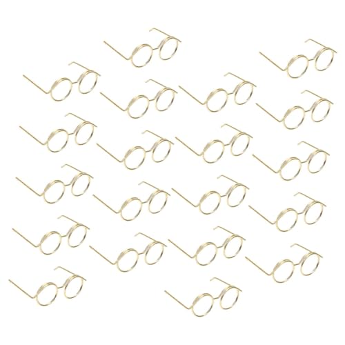 CLISPEED 20 Stück Teiliges Mini metallbrillen für Puppen Runde Rahmenlose Bastelbrillen Klassische Goldfarbene Puppenhaus zubehör zum Ankleiden und Rollenspiel Modisches Accessoire von CLISPEED