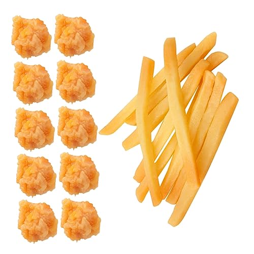 CLISPEED 20 Stück Teiliges Snack Modell aus PVC Realistische Künstliche Pommes Frites und Chicken Popcorn für Kinderküche Lebensechte Fast Food Deko und Küchenzubehör Sicher und Langlebig von CLISPEED