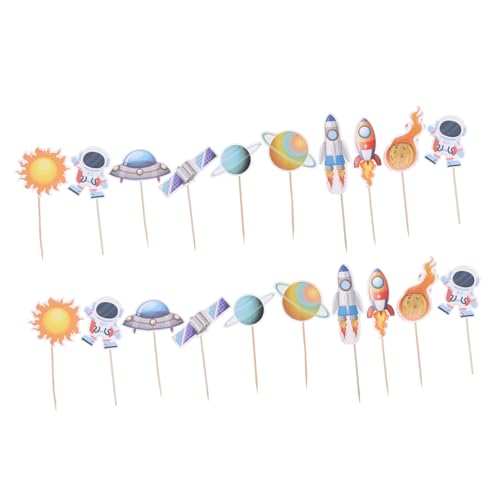 CLISPEED 20 Stück Teiliges Space Thema Cake Picks Robuste Geburtstagstorten Deko Detailreiche Cake Inserts für Einzigartige Party Kuchen Vielseitig Kombinierbare Tortendeko für Jungen und von CLISPEED