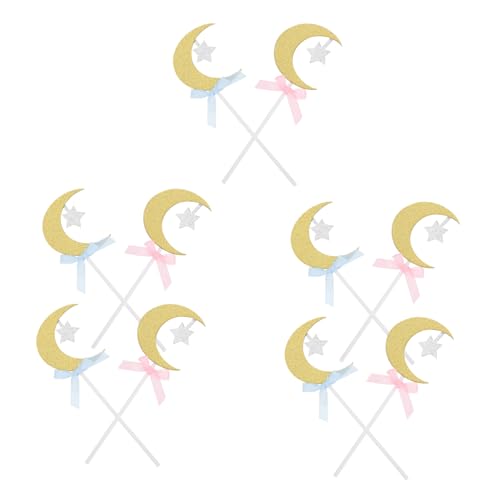 CLISPEED 20 Stück Teiliges Stern und Mond Cake Insert mit Rosa und Blauen Schleifen Langlebige Tortendeko für Geburtstagstorte Sicherer Kuchen Topper für Romantische Partydekoration von CLISPEED