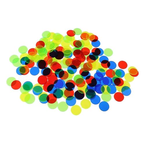 CLISPEED 200 Stück Bunte Plastikchips Bingo Markierungssteine Zählchips für Lernspiele und Karneval Spielabende mit Zufälligen Farben Vielseitig für Bingo und Mathe Übungen Zufällige Farbe von CLISPEED