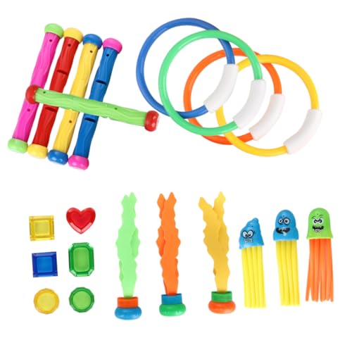 CLISPEED 21 Stück 21 teiliges Tauchspielzeug für Bunte Tauchringe und Sticks Sichere Kunststoffmaterialien Einfach zu halten für Schwimmbadspiele und Anfänger Taucherlebnis Zufällige Farbe CLISPEED 21 Stück 21 teiliges Tauchspielzeug für Bunte Tauchringe und Sticks Sichere Kunststoffmaterialien Einfach zu halten für Schwimmbadspiele und Anfänger Taucherlebnis Zufällige Farbe von CLISPEED