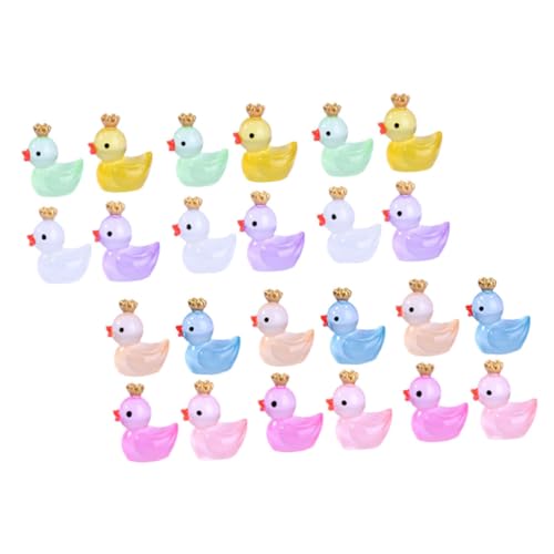CLISPEED 24 Stück Teiliges Mini Resin Enten Leuchtend im Dunkeln Niedliche Garten Miniaturfiguren Kreative DIY Bonsai Deko Lebendige Nachtlicht Ornamente für Terrasse Balkon und Rasen von CLISPEED
