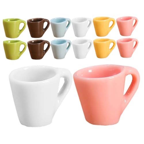 CLISPEED 24 Stück Teiliges Miniatur Kaffeebecher aus Resin Realistische Puppenhaus Küchenzubehör in Farben Detailreiche Miniaturen für DIY Projekte und Puppenhaus Dekoration von CLISPEED