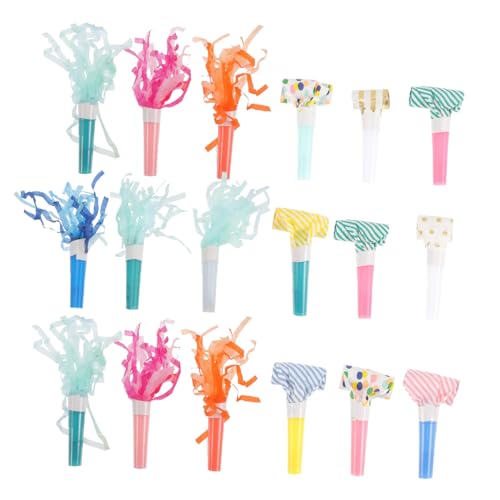 CLISPEED 27 Stück Teiliges Party Tröten Bunt Gestreift und Lustige Geburtstags Party Gebläse mit Farbigen Quasten Sichere Papier Plastik Materialien für Kindergeburtstag Weihnachten und von CLISPEED