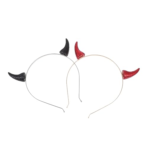 CLISPEED 2Stücke Teufelshorn Haarreifen für Halloween und Festival Schwarzes und Rotes Party Haarband Kostümzubehör für Damen und Langlebig und Auffällig von CLISPEED