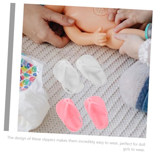 CLISPEED 3 Puppen Sandalen für Mädchen Handgefertigte Leichte Schmale Hausschuhe in Rosa und Weiß Vielseitiges Zubehör für Puppen und Kreativität von CLISPEED